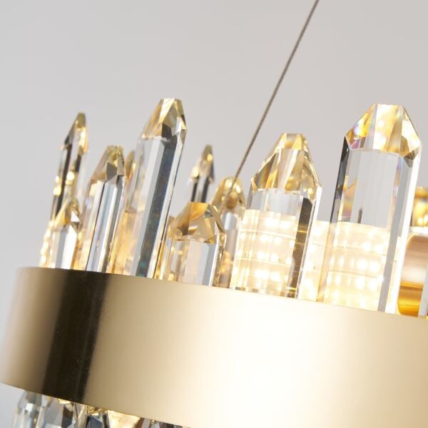 Linfred 50'lik Gold Kristal Taşlı Modern Salon Avize