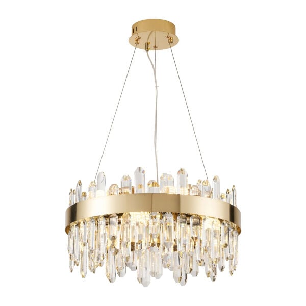 Linfred 50'lik Gold Kristal Taşlı Modern Salon Avize