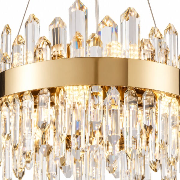 Linfred 50'lik Gold Kristal Taşlı Modern Salon Avize