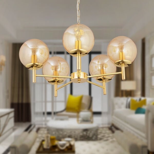 Minar 5Li Gold Kaplama Modern Yatak odası Salon Avize
