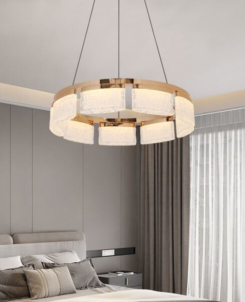 Rosae 50'lik Gold Krisatal Yuvarlak Sarkıt Salon Led Avize