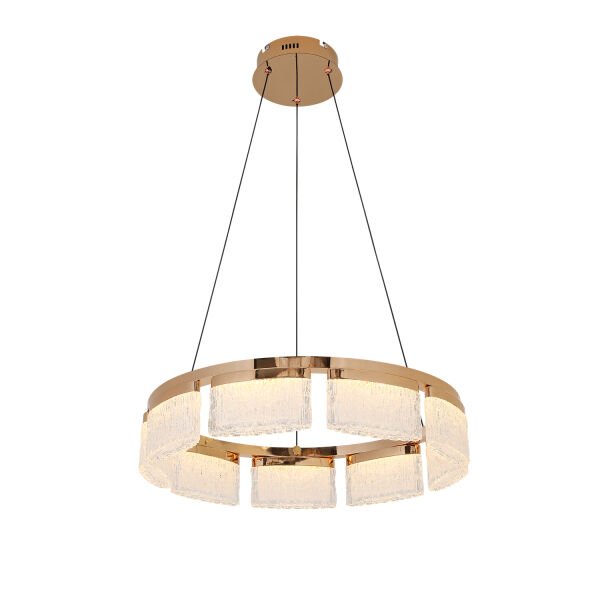 Rosae 50'lik Gold Krisatal Yuvarlak Sarkıt Salon Led Avize