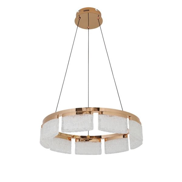 Rosae 50'lik Gold Krisatal Yuvarlak Sarkıt Salon Led Avize