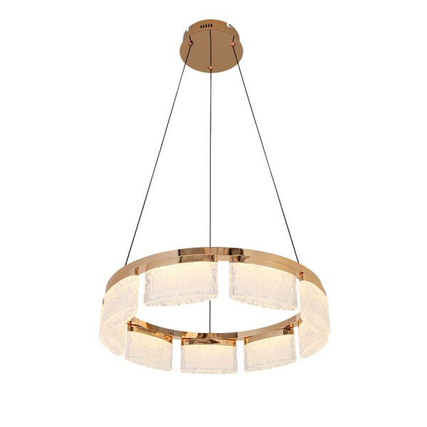 Rosae 50'lik Gold Krisatal Yuvarlak Sarkıt Salon Led Avize