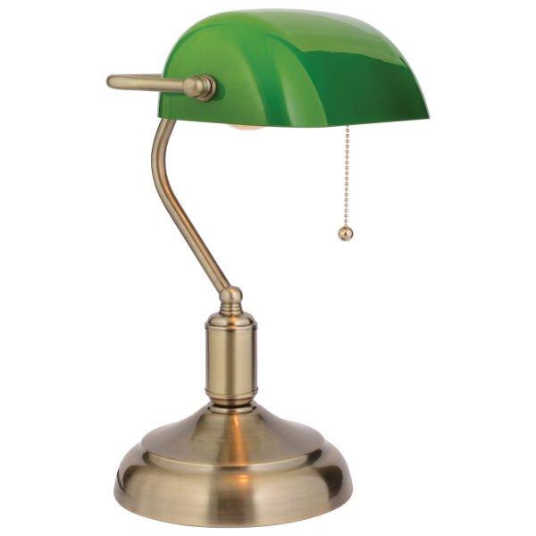 Banker Eskitme Gerçek Cam Başlıklı Modern Çalışma Masa Lambası