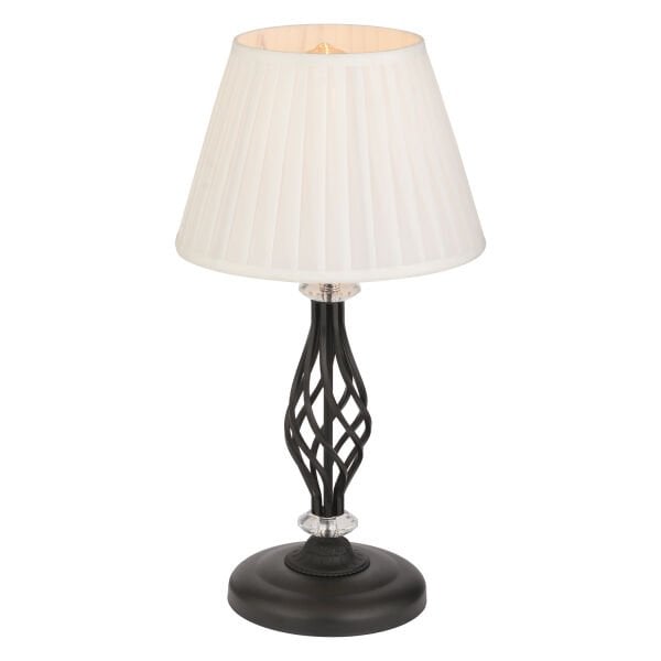 Merina Siyah Kristal Taşlı Beyaz Şapkalı Dekoratif Yatak Odası-Salon Retro Abajur