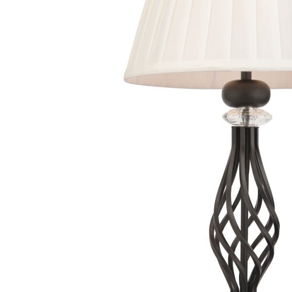 Merina Siyah Kristal Taşlı Beyaz Şapkalı Dekoratif Yatak Odası-Salon Retro Abajur