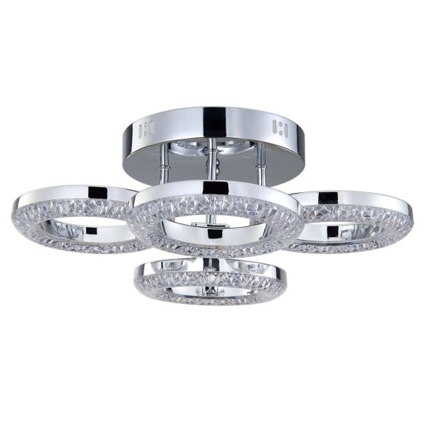 Oylum 4'lü Krom 24 Watt Kristalli Koridor Salon Led Plafonyer Avize