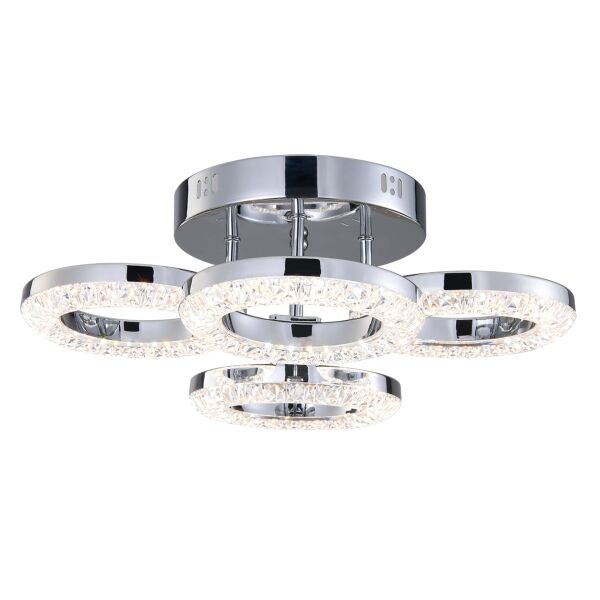 Oylum 4'lü Krom 24 Watt Kristalli Koridor Salon Led Plafonyer Avize