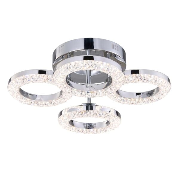 Oylum 4'lü Krom 24 Watt Kristalli Koridor Salon Led Plafonyer Avize