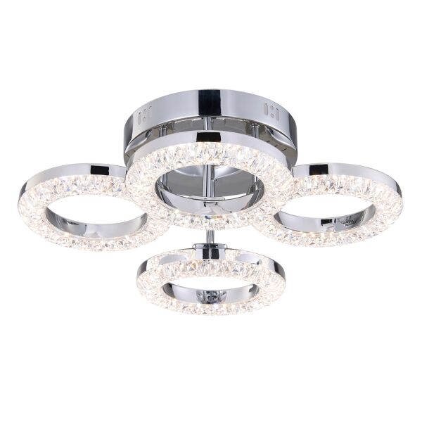 Oylum 4'lü Krom 24 Watt Kristalli Koridor Salon Led Plafonyer Avize