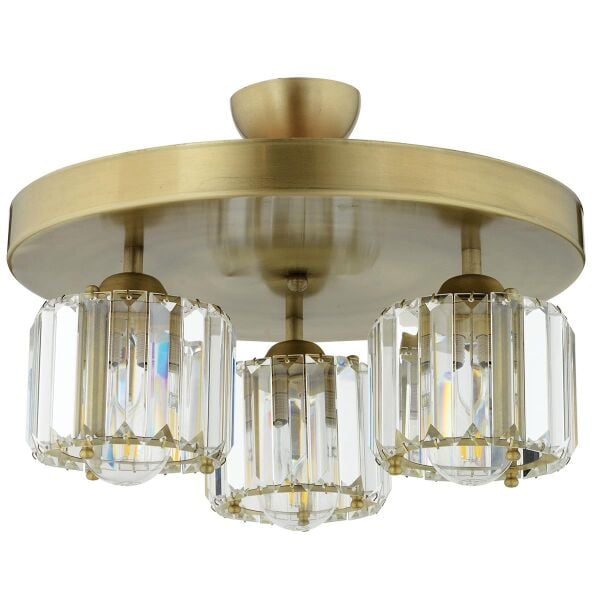 Sabrina 3 Lü Yuvarlak Eskitme Plafonyer Kristalli Taşlı Modern Tasarım Kristal Salon Avize