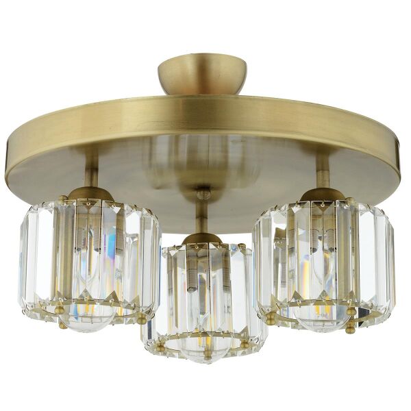 Sabrina 3 Lü Yuvarlak Eskitme Plafonyer Kristalli Taşlı Modern Tasarım Kristal Salon Avize