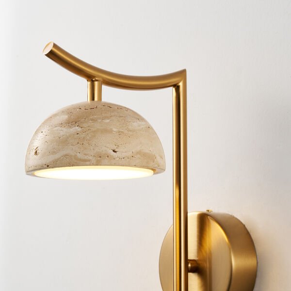 Caelis Mermer Desenli Traverten Modern Salon Led Aplik