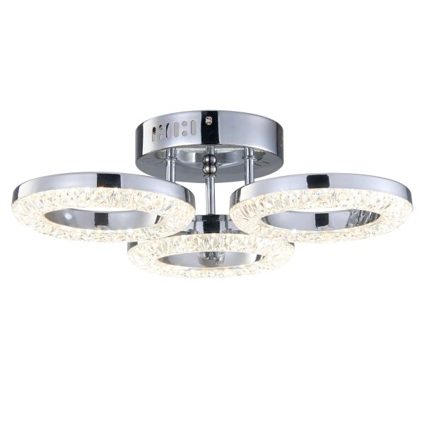 Oylum 3'lü Krom 24 Watt Kristalli Koridor Salon Led Plafonyer Avize