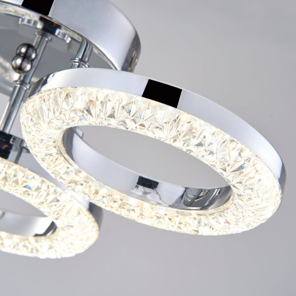 Oylum 3'lü Krom 24 Watt Kristalli Koridor Salon Led Plafonyer Avize