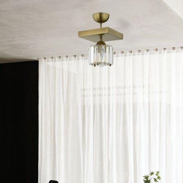 Sabrina Tekli Eskitme Plafonyer Kristalli Taşlı Modern Tasarım Kristal Salon Avize