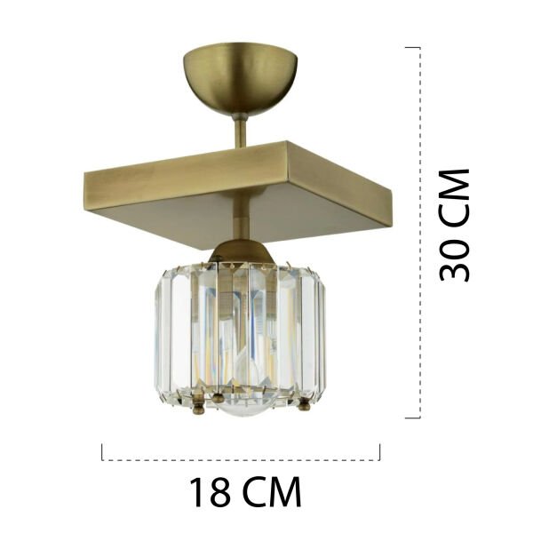 Sabrina Tekli Eskitme Plafonyer Kristalli Taşlı Modern Tasarım Kristal Salon Avize