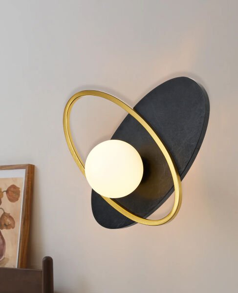 Lumora Mermer Desenli Siyah Modern Salon Aplik