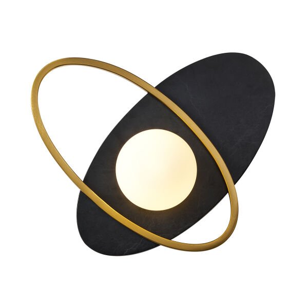 Lumora Mermer Desenli Siyah Modern Salon Aplik