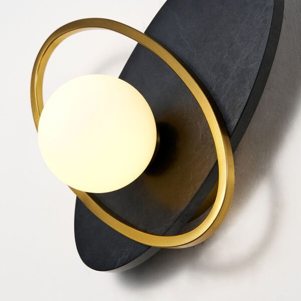 Lumora Mermer Desenli Siyah Modern Salon Aplik