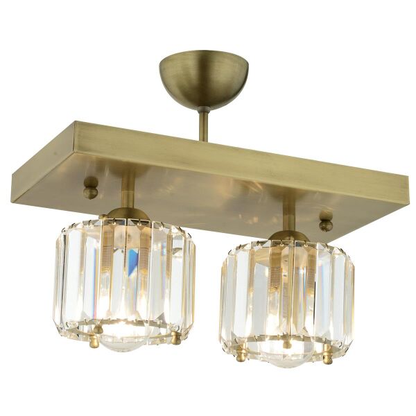 Sabrina 2 Li Eskitme Plafonyer Kristalli Taşlı Modern Tasarım Kristal Salon Avize