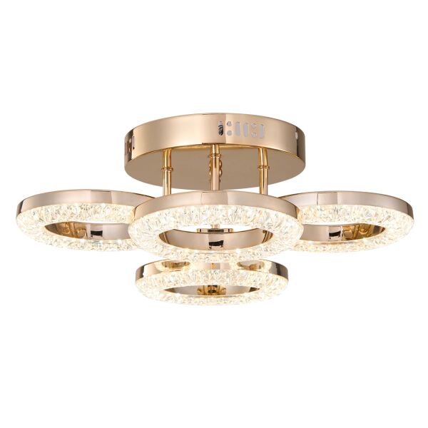 Oylum 4'lü Gold 24 Watt Kristalli Koridor Salon Led Plafonyer Avize