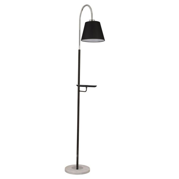 Lumina  Siyah Şapkalı Krom Modern Tasarım Ayaklı Abajur Lamba Metal Lambader