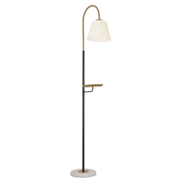 Lumina Beyaz Şapkalı Eskitme Modern Tasarım Ayaklı Abajur Lamba Metal Lambader