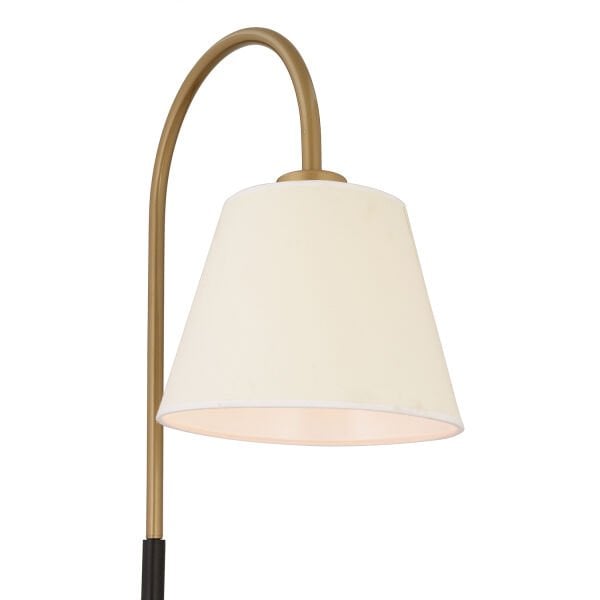Lumina Beyaz Şapkalı Eskitme Modern Tasarım Ayaklı Abajur Lamba Metal Lambader