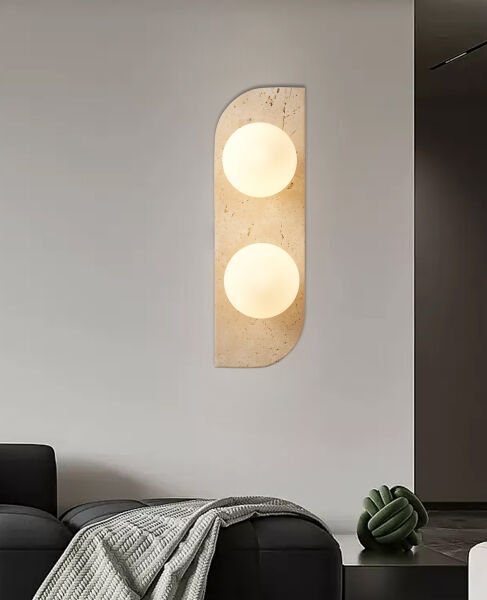 Tirra 2'li Traverten Mermer Desenli Modern Salon Aplik