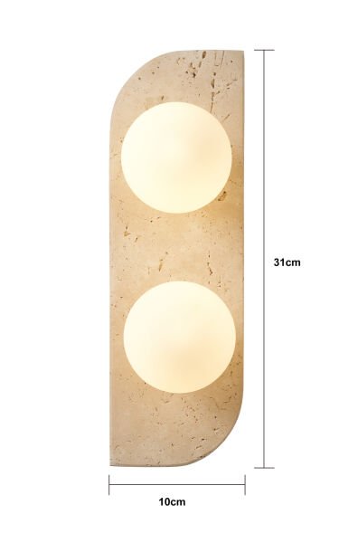 Tirra 2'li Traverten Mermer Desenli Modern Salon Aplik