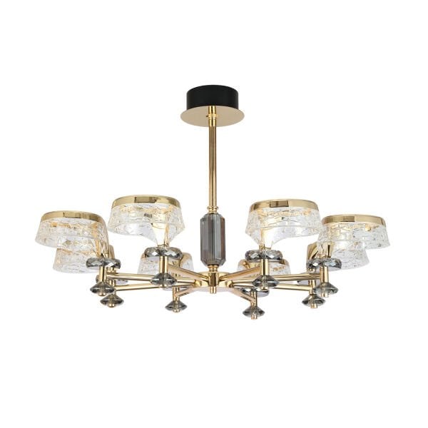 Ekerd 8'li Gold 70 Watt Yuvarlak Kristalli Modern Sarkıt Salon Led Avize