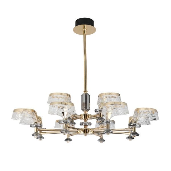 Ekerd 12'li Gold 100 Watt Yuvarlak Kristalli Modern Sarkıt Salon Led Avize