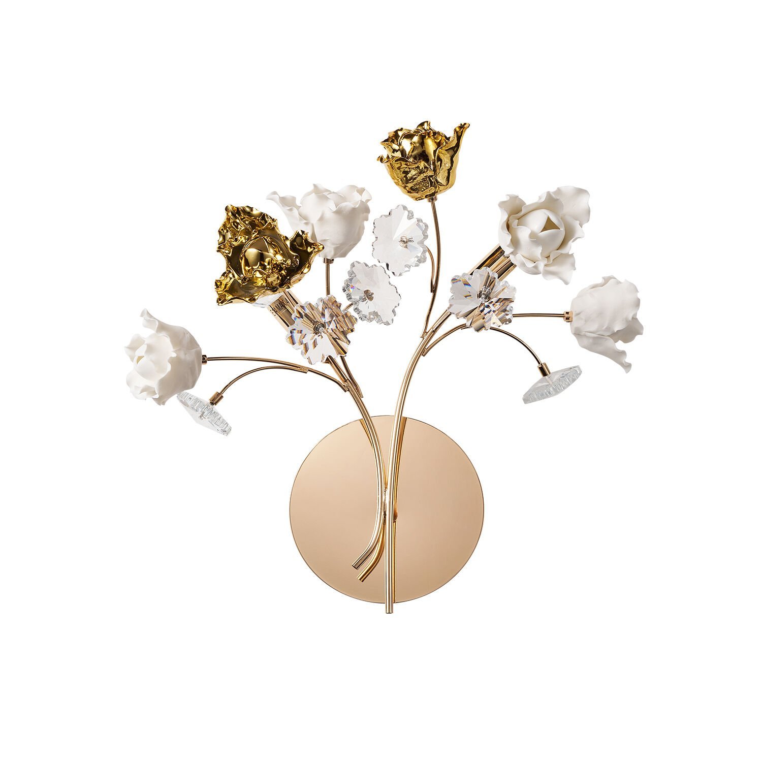 Faxon 2'li Gold Çiçek Desenli Modern Yatak Başı Salon Aplik