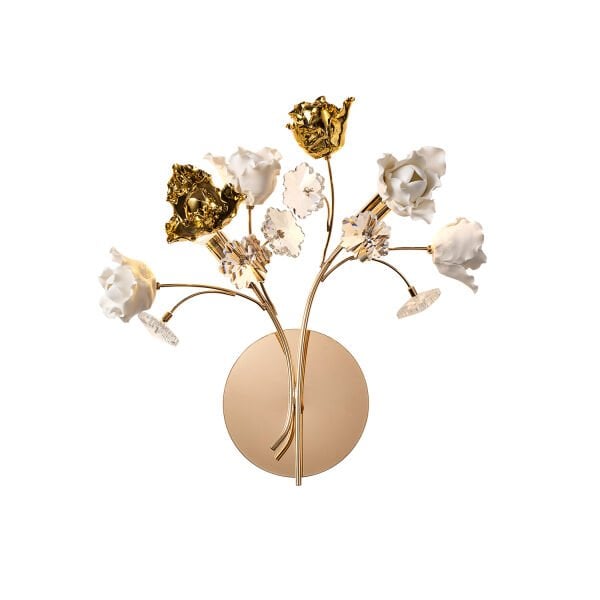 Faxon 2'li Gold Çiçek Desenli Modern Yatak Başı Salon Aplik