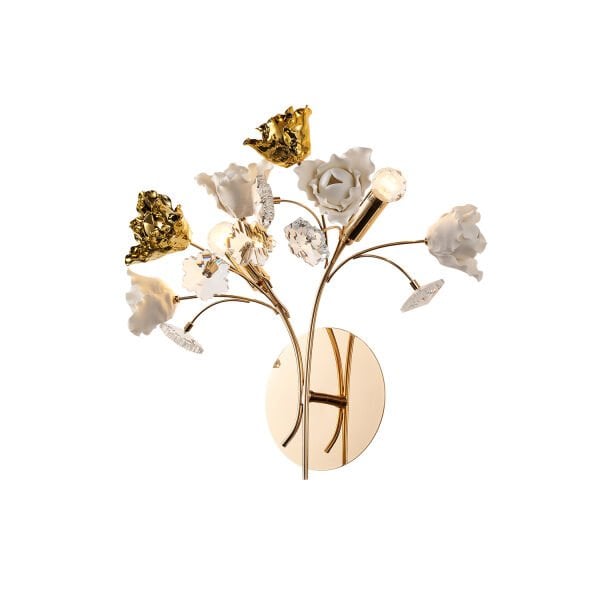 Faxon 2'li Gold Çiçek Desenli Modern Yatak Başı Salon Aplik