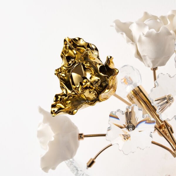 Faxon 2'li Gold Çiçek Desenli Modern Yatak Başı Salon Aplik