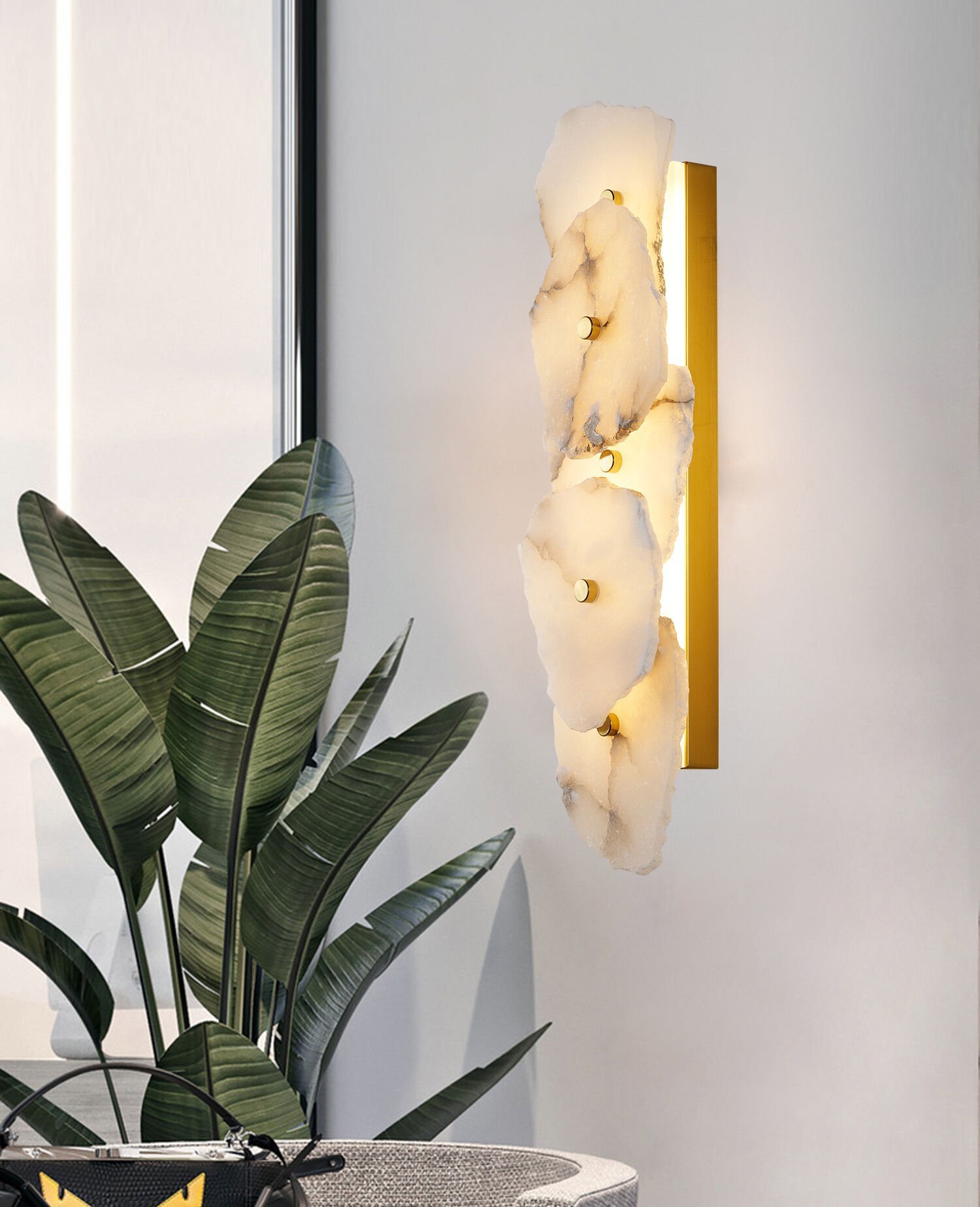 Valora 4'lü Mermer Desenli Traverten Modern Led Aplik