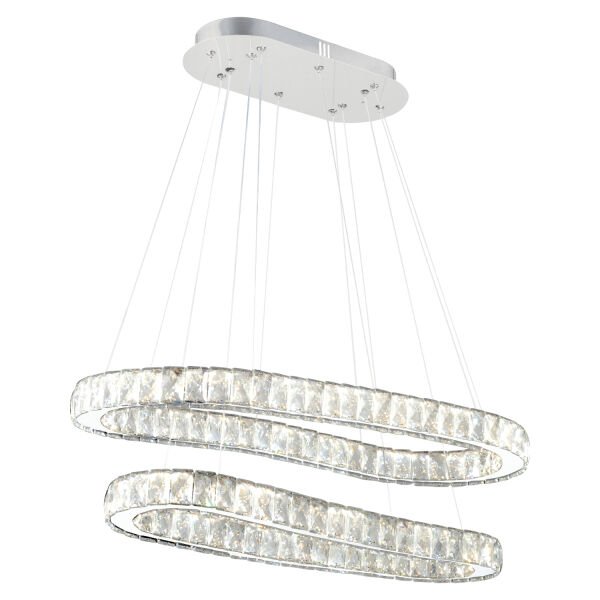 VALERİA KROM 2 KATLI KRİSTAL TAŞLI LED AVİZE