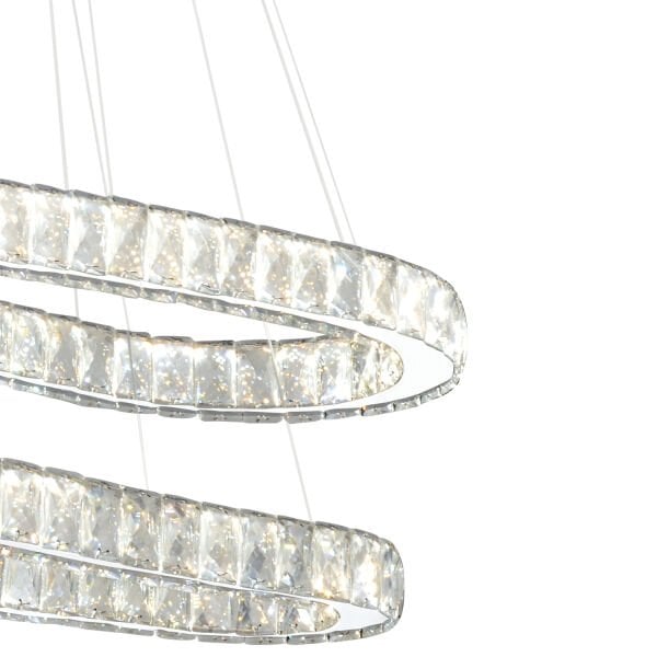 VALERİA KROM 2 KATLI KRİSTAL TAŞLI LED AVİZE