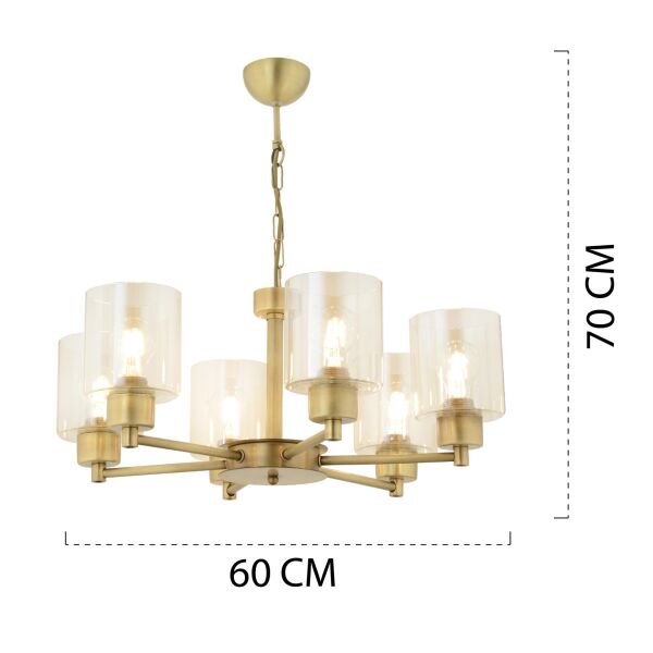 Geneva 6 Lı Eskitme Modern Yatak Odası  Salon Avize