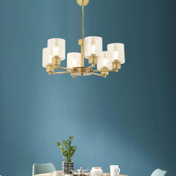 Geneva 6 Lı Eskitme Modern Yatak Odası  Salon Avize