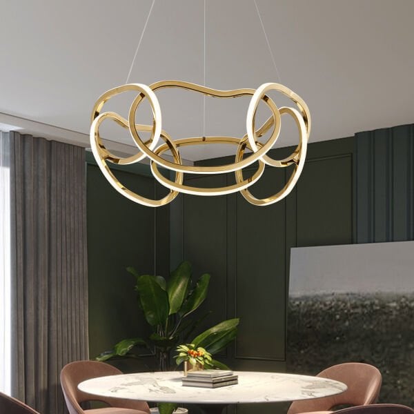 Quon 6'lı Gold 110 Watt Yuvarlak Modern Sarkıt Salon Led Avize