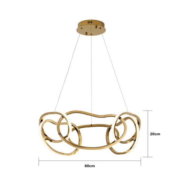 Quon 6'lı Gold 110 Watt Yuvarlak Modern Sarkıt Salon Led Avize