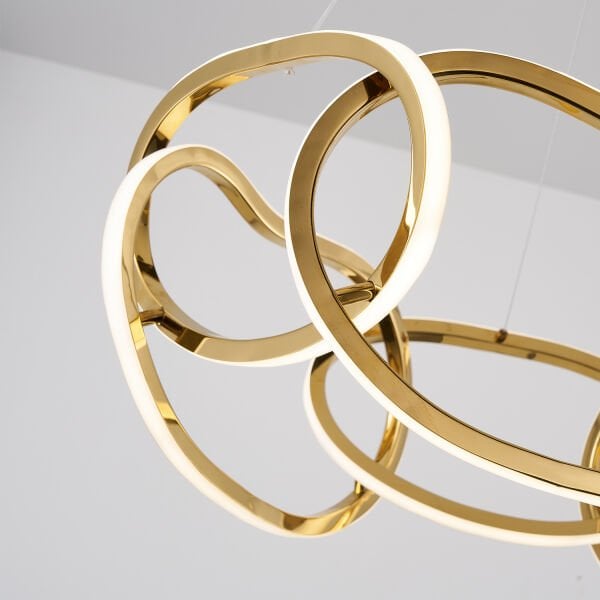 Quon 6'lı Gold 110 Watt Yuvarlak Modern Sarkıt Salon Led Avize