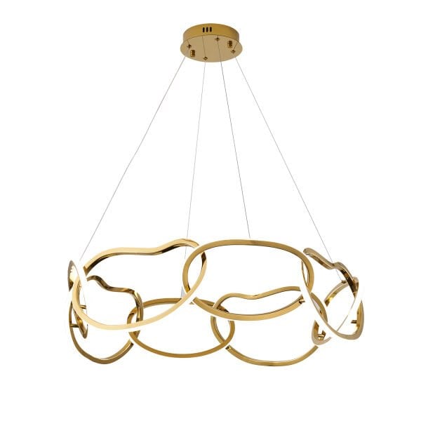 Quon 8'li Gold 150 Watt Yuvarlak Modern Sarkıt Salon Led Avize