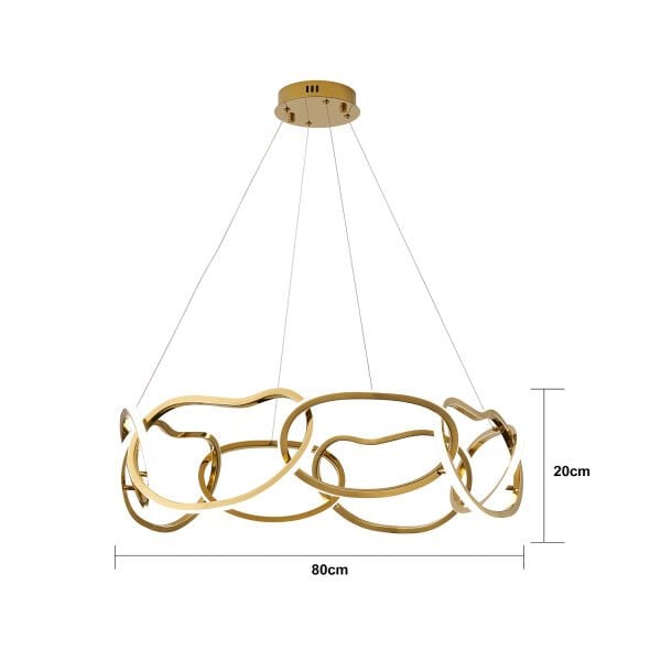 Quon 8'li Gold 150 Watt Yuvarlak Modern Sarkıt Salon Led Avize