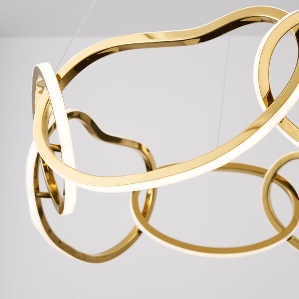 Quon 8'li Gold 150 Watt Yuvarlak Modern Sarkıt Salon Led Avize