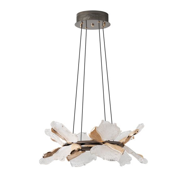 Taran 50'lik Siyah Gold Çiçek Desenli 60 Watt Yuvarlak Modern Salon Led Avize